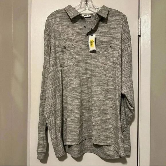 NWT ROWM Men’s long sleeve polo shirt Heather gray size XXL - Picture 1 of 7